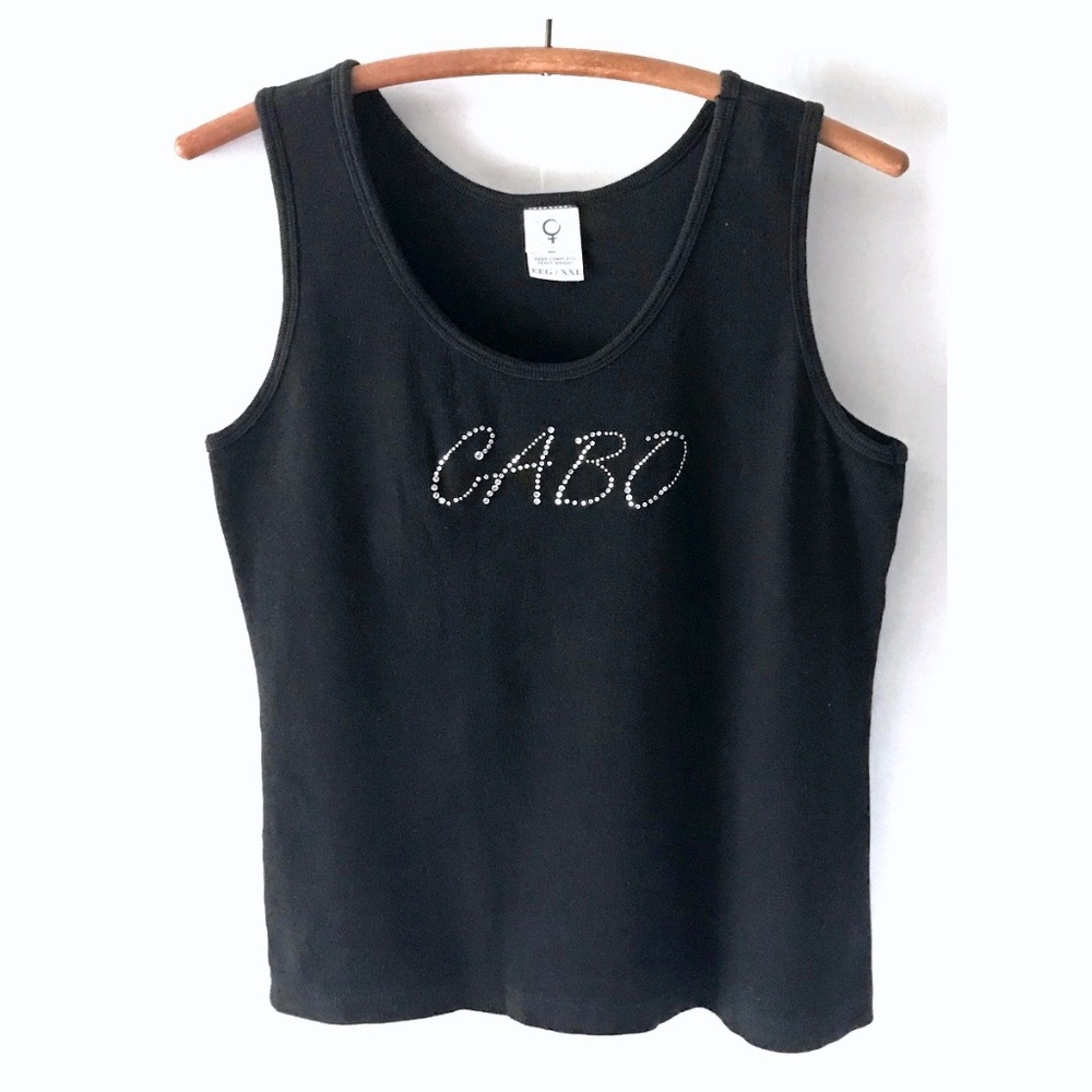 3/$15 NWOT Le Best Black Rhinestone Cabo Knit Tank